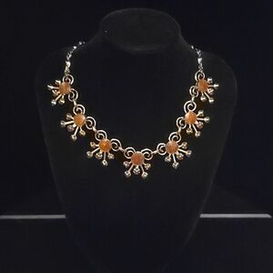 Vintage Choker from 1950's! Sandstone and Gold tone! EXCELLENT CONDITION